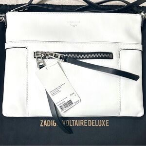 Zadig & Voltaire White calf leather crossbody with black details HOST PICK!!!